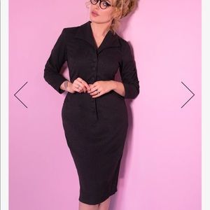 MISS KITTY SECRETARY DRESS IN DARK GREY